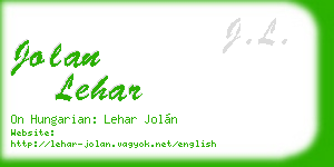 jolan lehar business card
